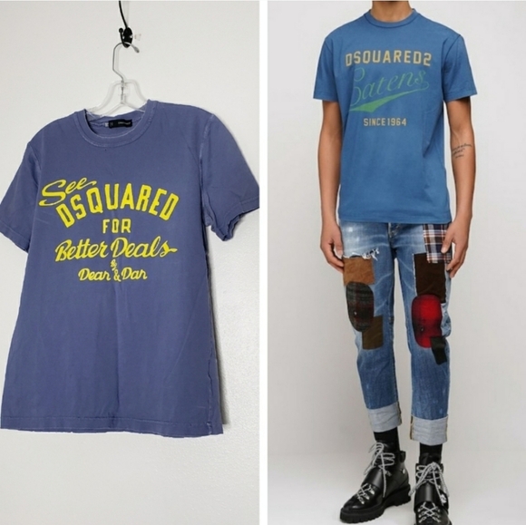 DSquared2 Italian Tee Shirt Graphic Exclusive One of a Kind Small Distressed - Picture 1 of 6